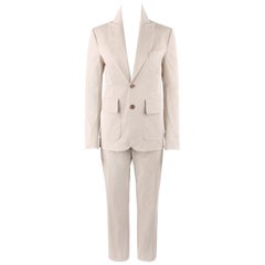 DSQUARED c.2014 Beige Khaki Blazer Jacket Cropped Ankle Trouser Pant Suit Set