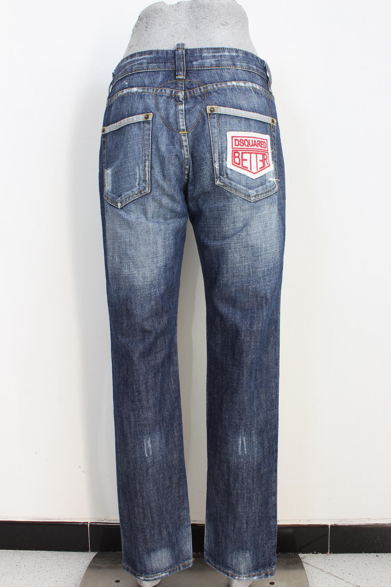 Men's Dsquared Cup Series Blue Straight Jeans 2000s For Sale