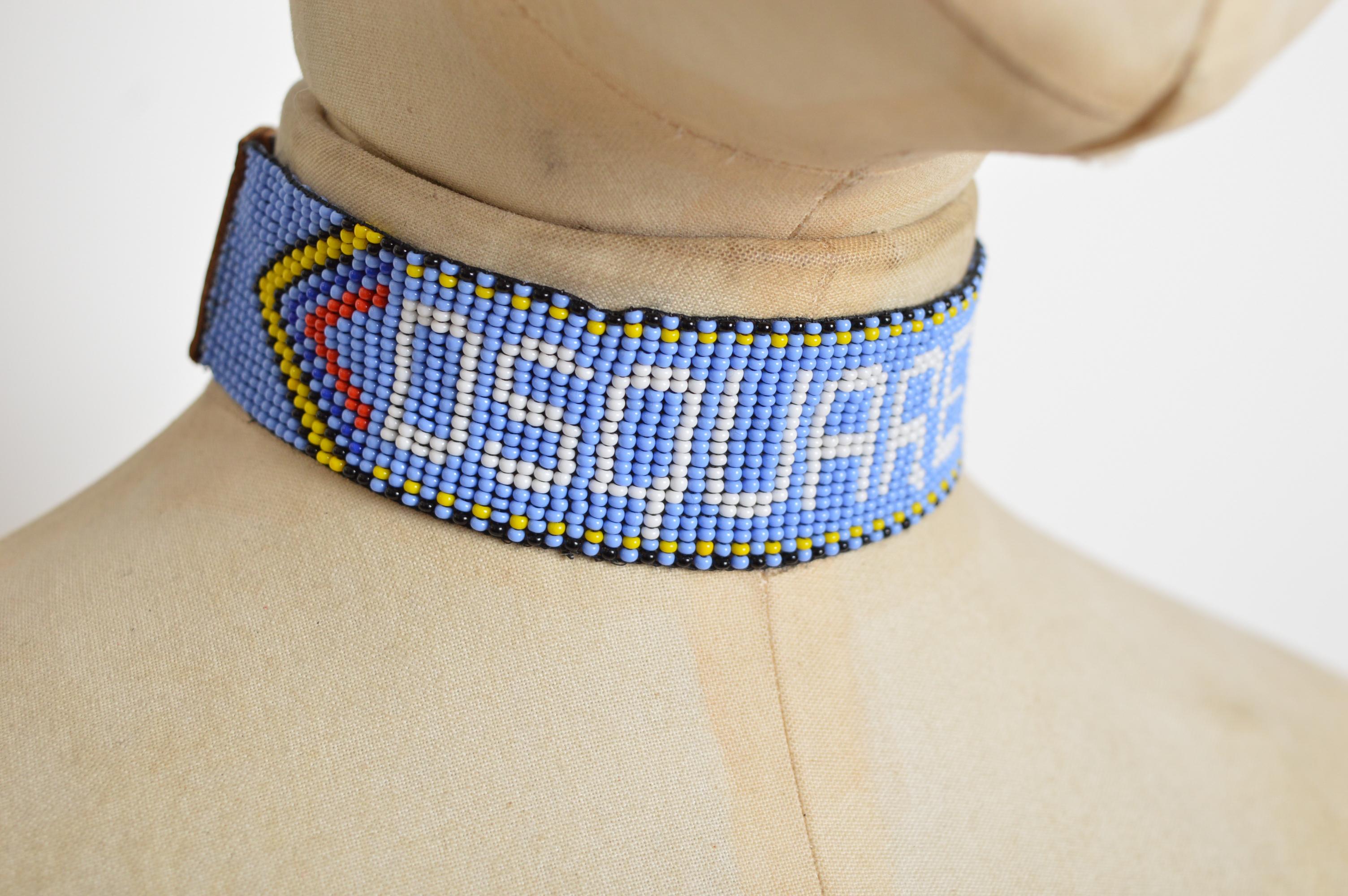 DSquared Collier en cuir à franges perlées à la main pour Amérindiens en vente 2