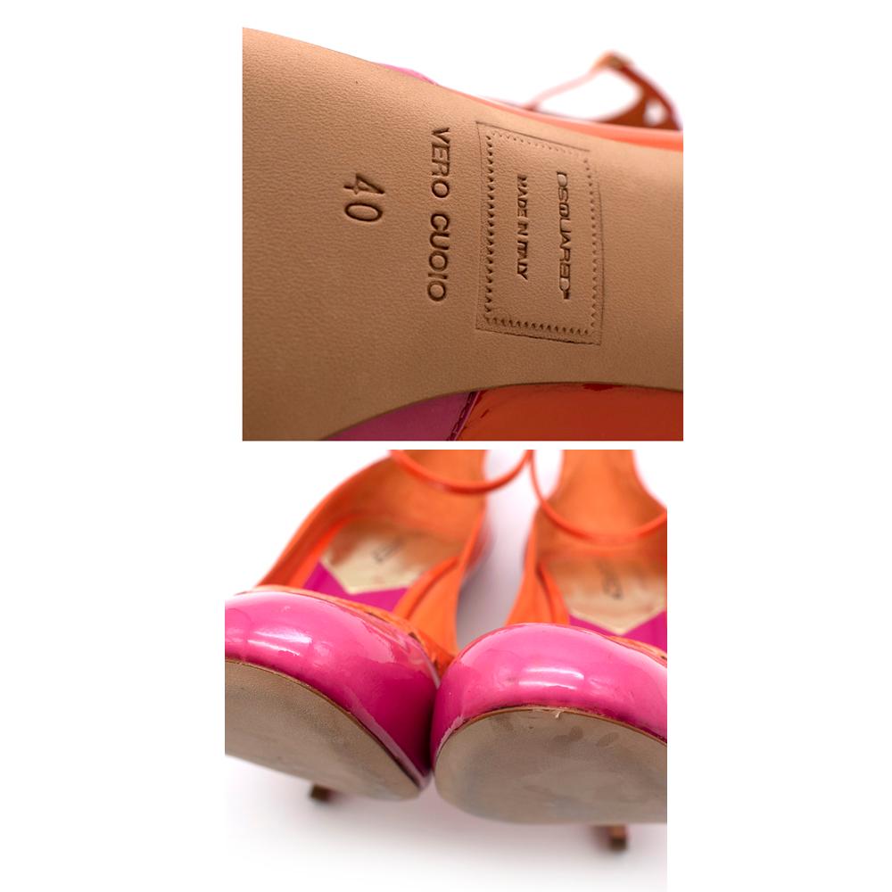 DSquared Pink and Orange Patent Leather Platform Pumps 40 For Sale 2