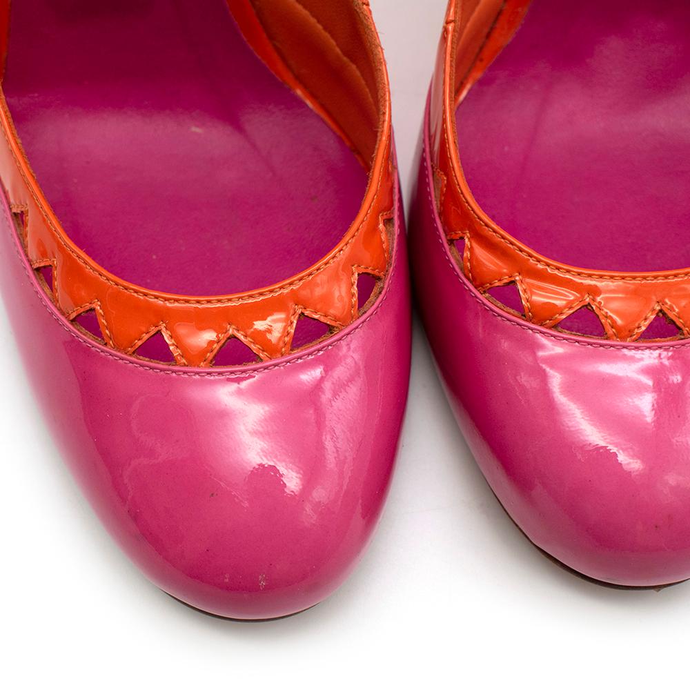 DSquared Pink and Orange Patent Leather Platform Pumps 40 In Excellent Condition For Sale In London, GB