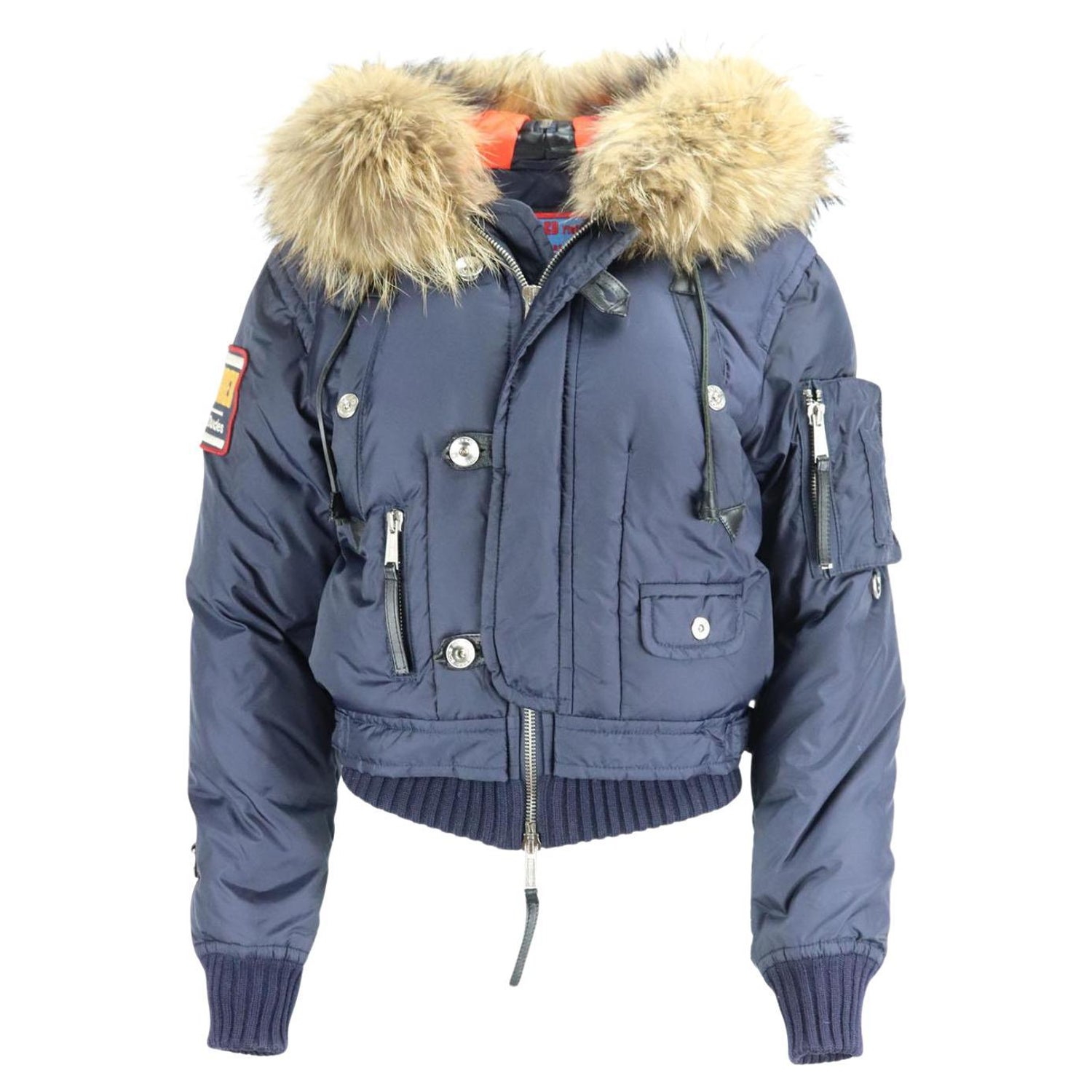 Dsquared Raccoon Fur Trimed Down Jacket IT 40 UK 8 For Sale at 1stDibs