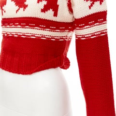 DSQUARED Vintage red white Canadian Christmas cropped turtleneck sweater S