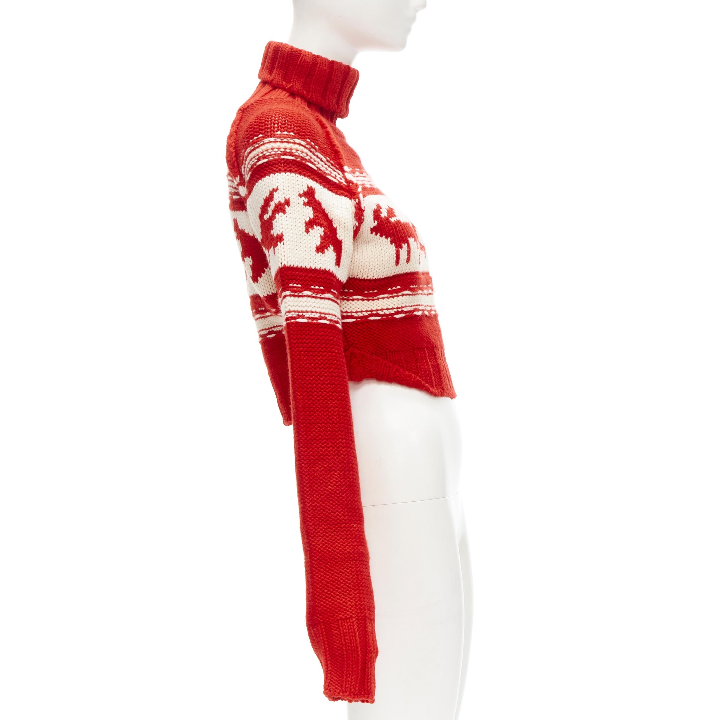 DSQUARED Vintage red white Canadian Christmas cropped turtleneck sweater S Pour femmes en vente