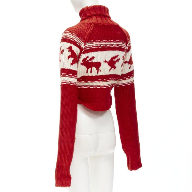 DSQUARED Vintage red white Canadian Christmas cropped turtleneck sweater S 2