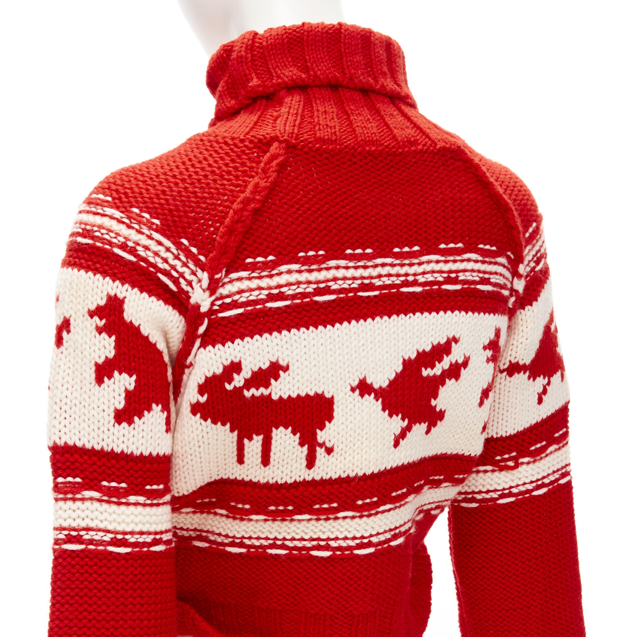 DSQUARED Vintage red white Canadian Christmas cropped turtleneck sweater S 1