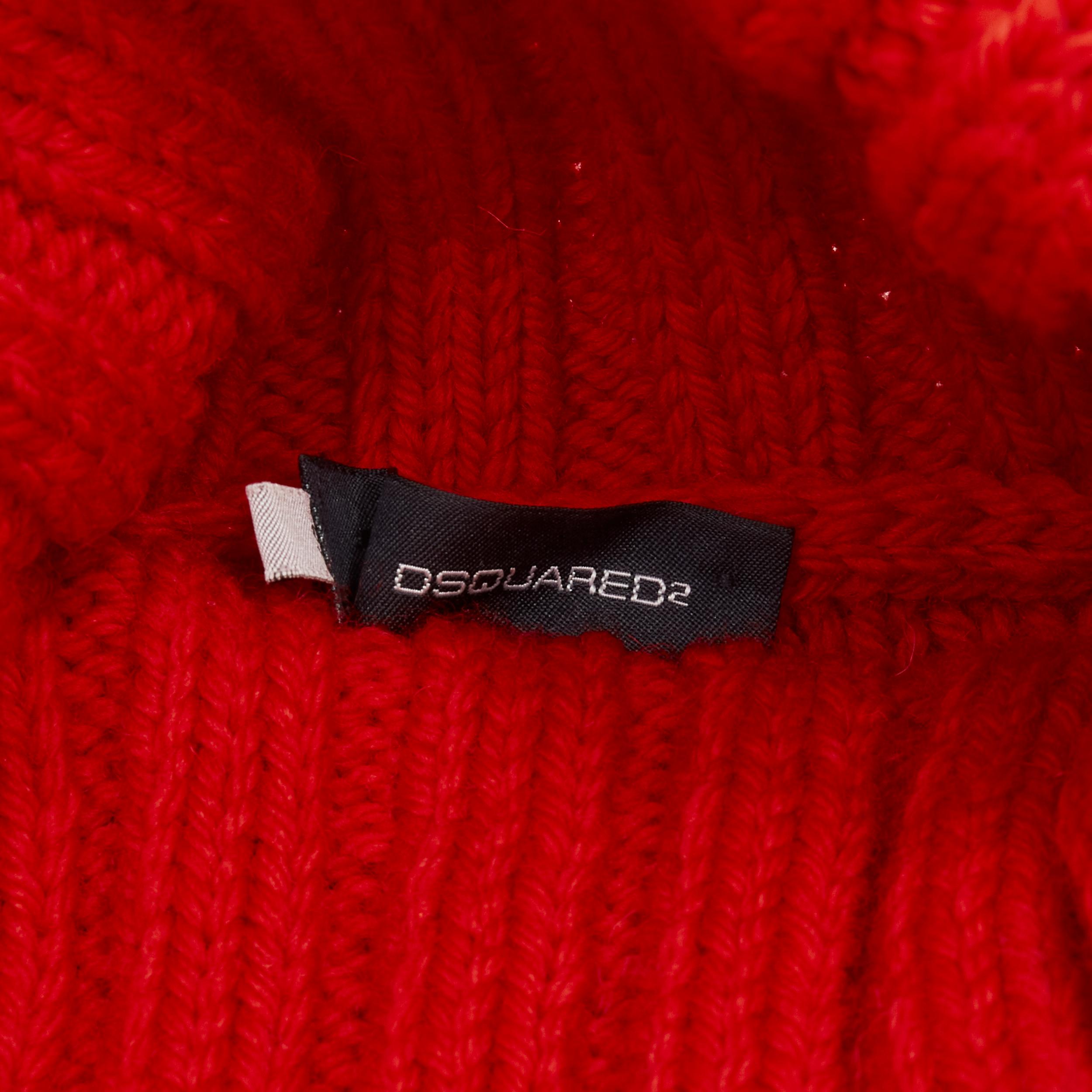 DSQUARED Vintage red white Canadian Christmas cropped turtleneck sweater S en vente 5