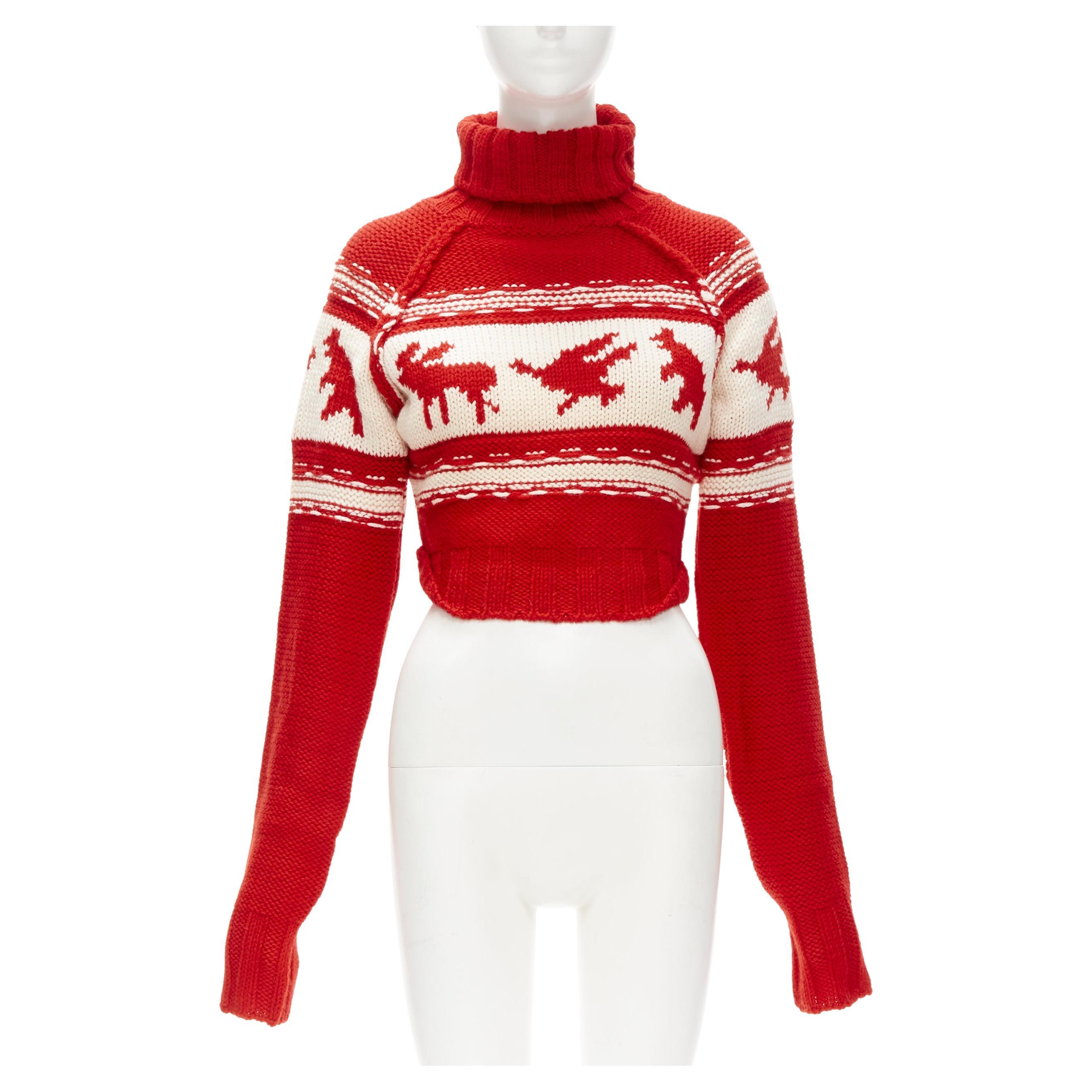 Karu Lengtegraad ondernemen DSQUARED Vintage red white Canadian Christmas cropped turtleneck sweater S  For Sale at 1stDibs
