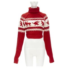 DSQUARED Vintage red white Canadian Christmas cropped turtleneck sweater S