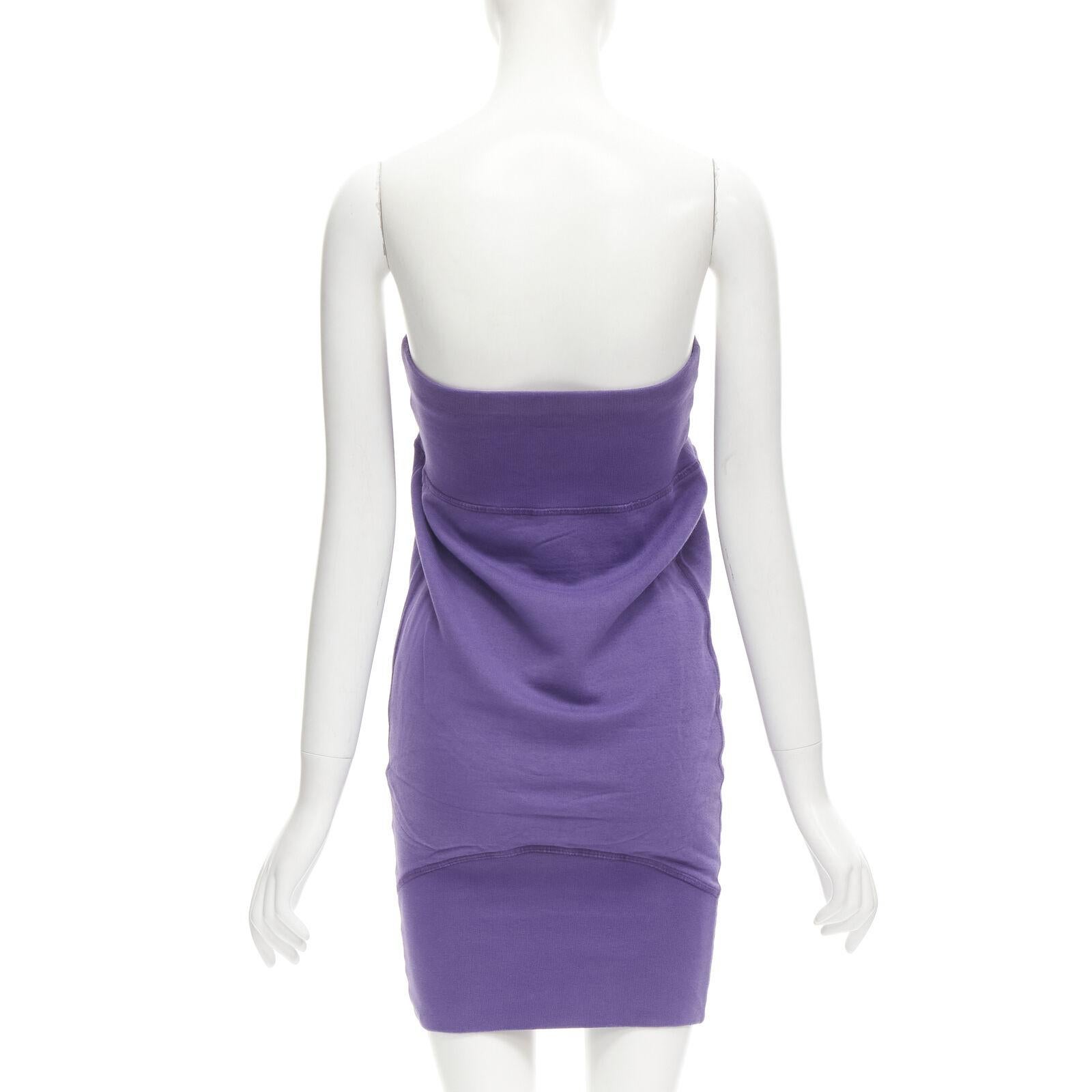 Robe sans bretelles DSQUARED Vintage Runway Y2K en coton violet I Love U MotherFker S en vente 1