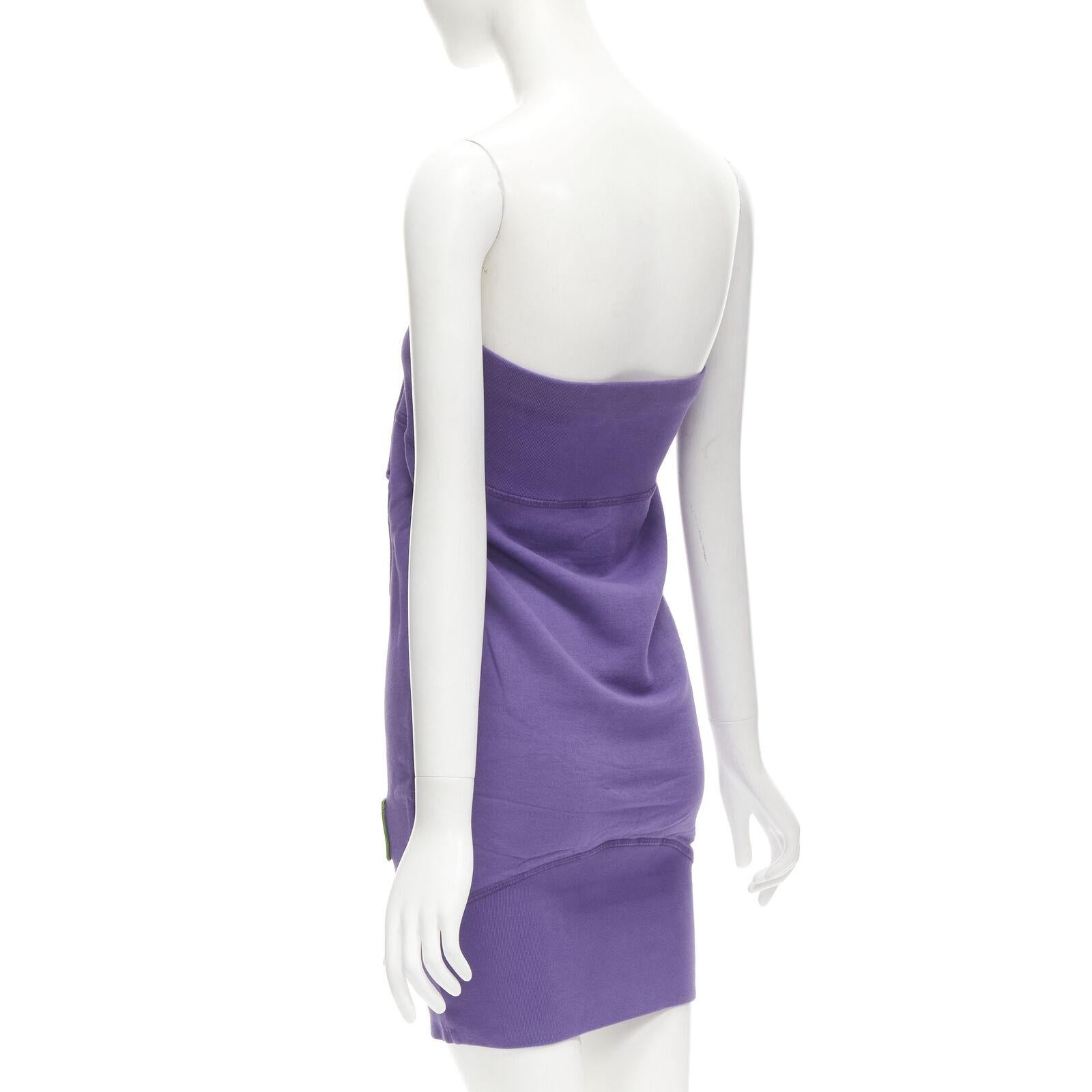 DSQUARED Vintage Runway Y2K purple cotton I Love U MotherFker strapless dress S For Sale 1