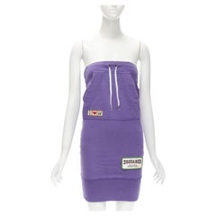 DSQUARED Vintage Y2K purple cotton I Love U MotherFker strapless dress S