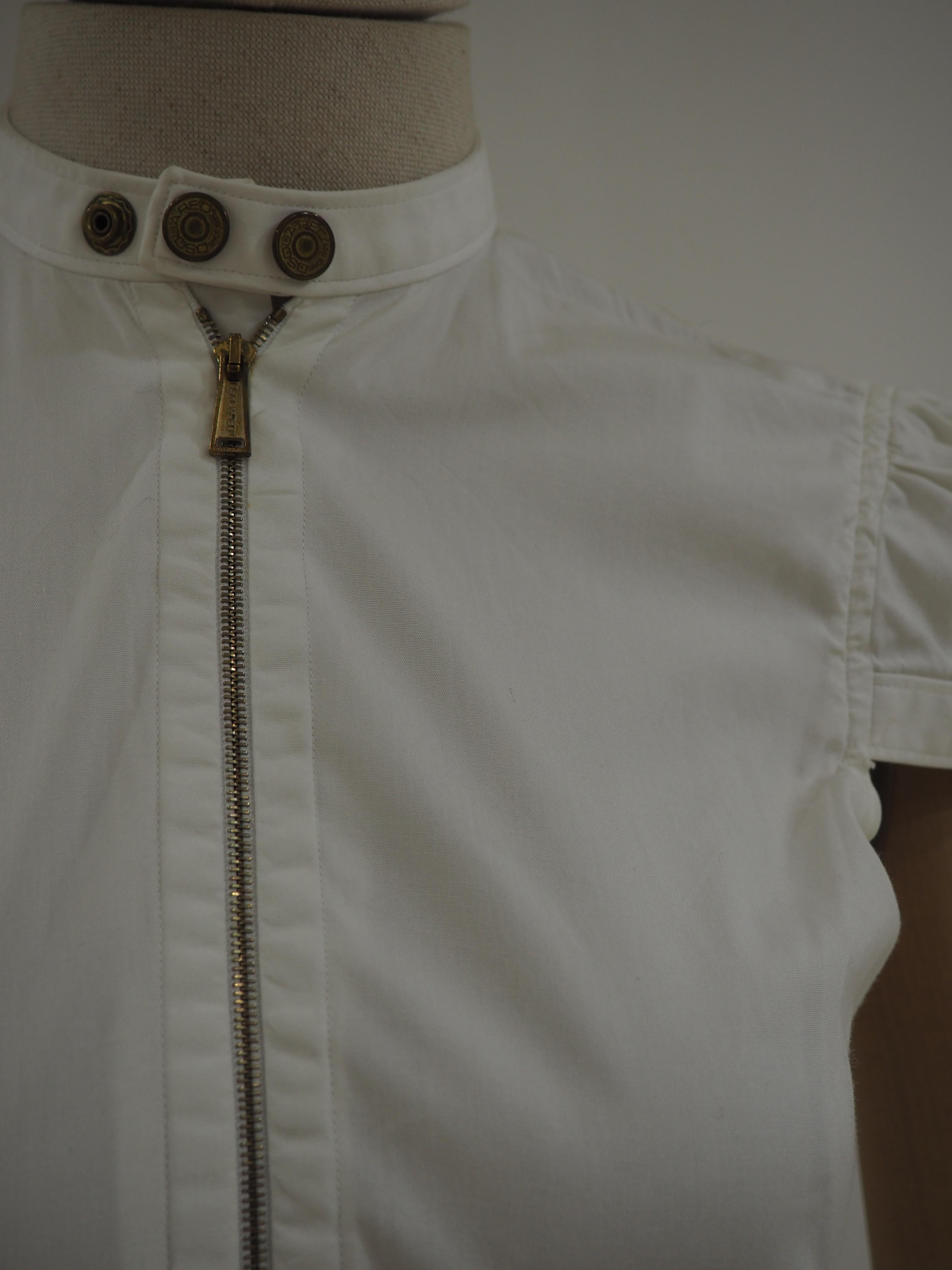 Dsquared white sleeveless cotton shirt For Sale 1