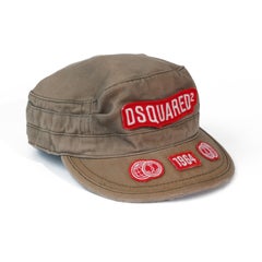 Dsquared2 Vintage 2000s Women's Khaki Military Cap with Logo Patch