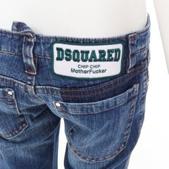 DSQUARED2 2004 Runway Chip Chip washed denim patch reworked bootcut jeans IT44 L