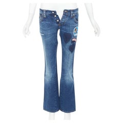 DSQUARED2 2004 Runway Chip Chip washed denim patch reworked bootcut jeans IT44 L