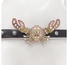 DSQUARED2 2005 ceinture en cuir noir crabe or rose embelli de cristaux