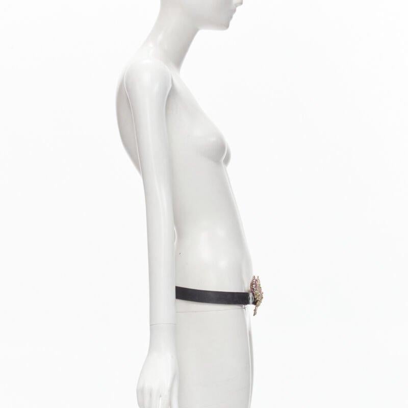 DSQUARED2 2005 gold pink crystal embellsihed crab black leather belt In Good Condition For Sale In Hong Kong, NT