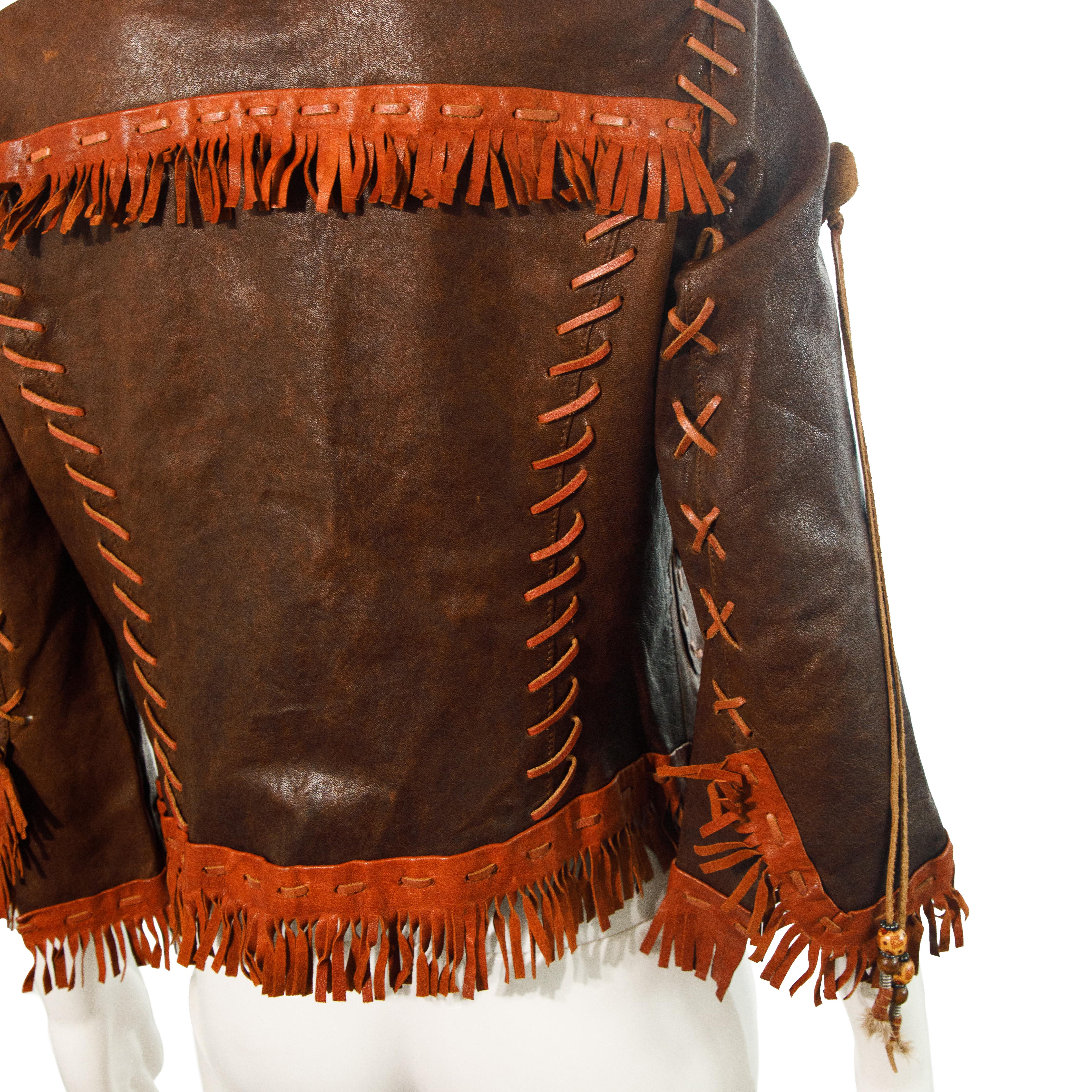 Dsquared2 2005 Runway Veste à franges en cuir taille 40 Pour femmes en vente