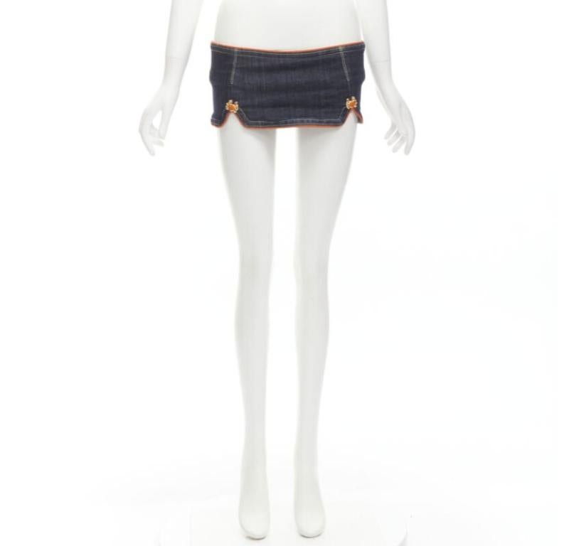 DSQUARED2 2005 Runway orange crab button denim micro mini skirt IT40 S 3