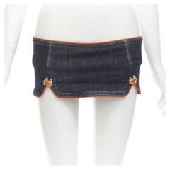 DSQUARED2 2005 Runway orange crab button denim micro mini skirt IT40 S