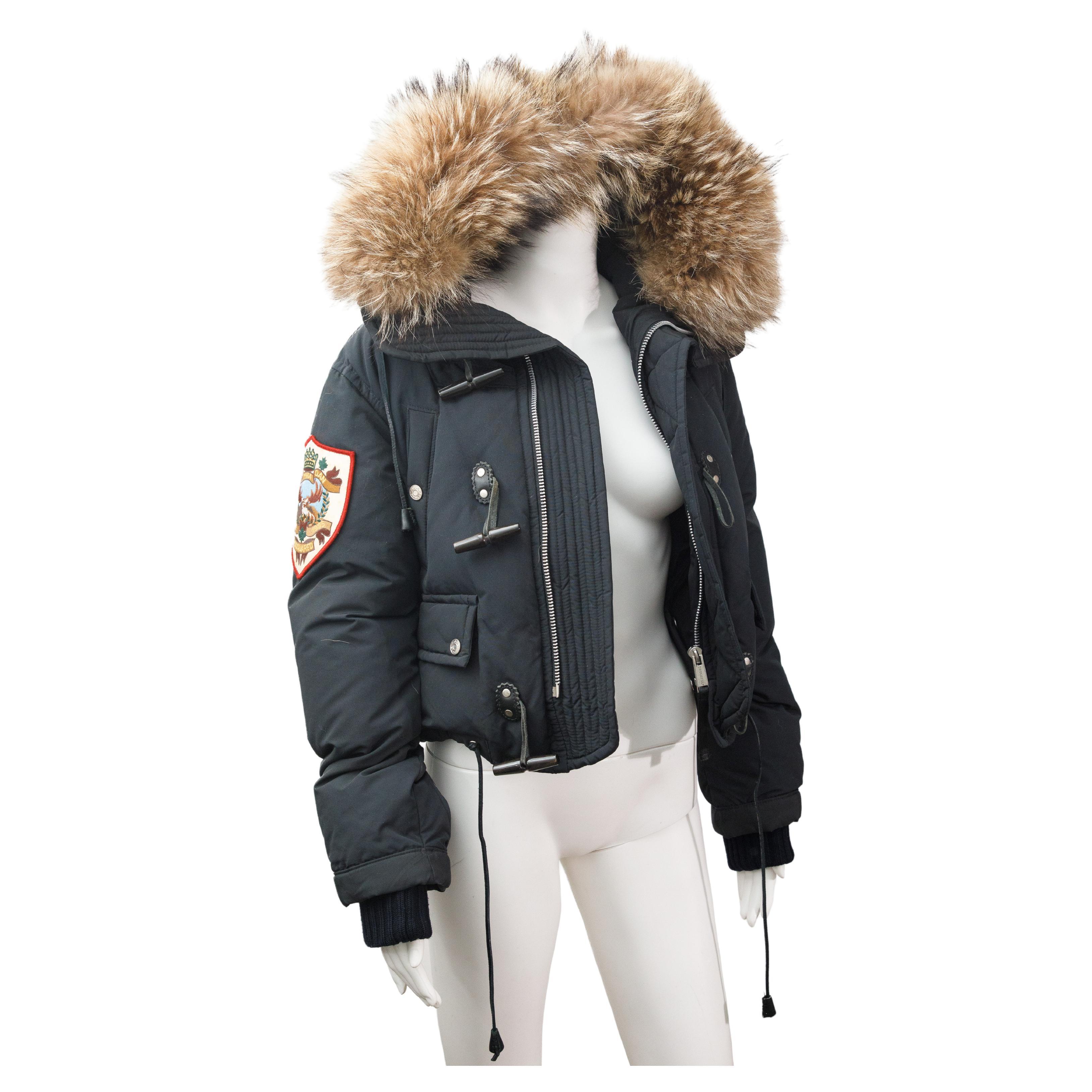 Dsquared2 2006 Raccoon Fur Down Ski Puffer Jacket For Sale