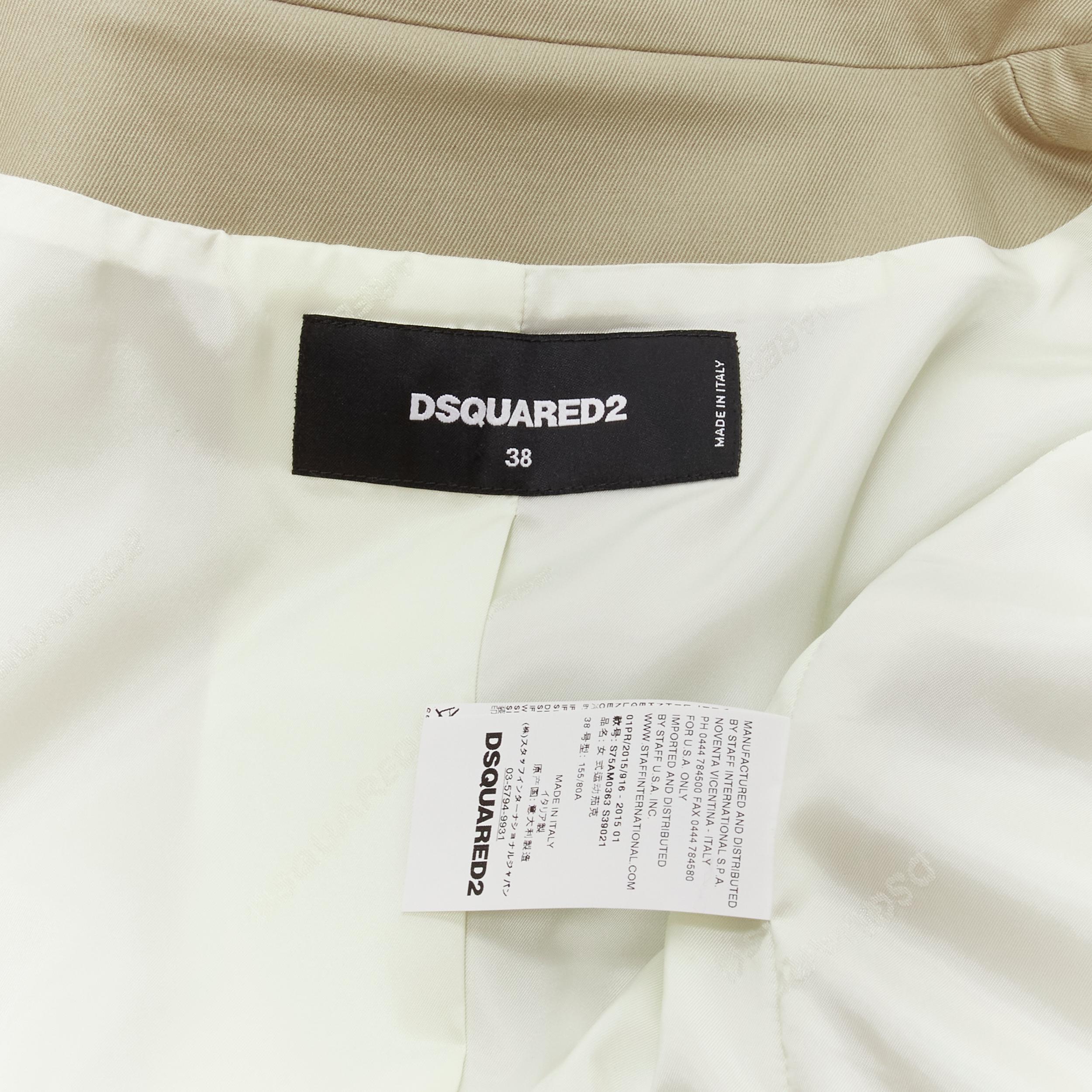 DSQUARED2 2015 black bead tassels khaki military cargo cropped jacket IT38 XS For Sale 5