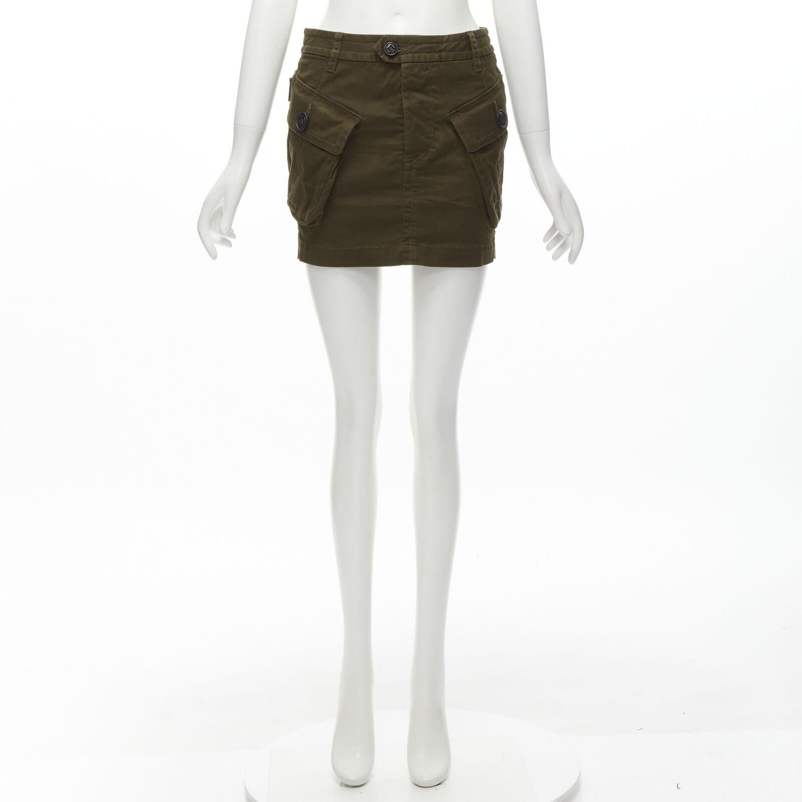 DSQUARED2 2020 dark green oversized cargo pocket mini skirt IT36 XXS For Sale 5
