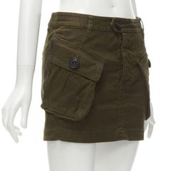 DSQUARED2 2020 dark green oversized cargo pocket mini skirt IT36 XXS