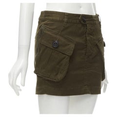 DSQUARED2 2020 dark green oversized cargo pocket mini skirt IT36 XXS