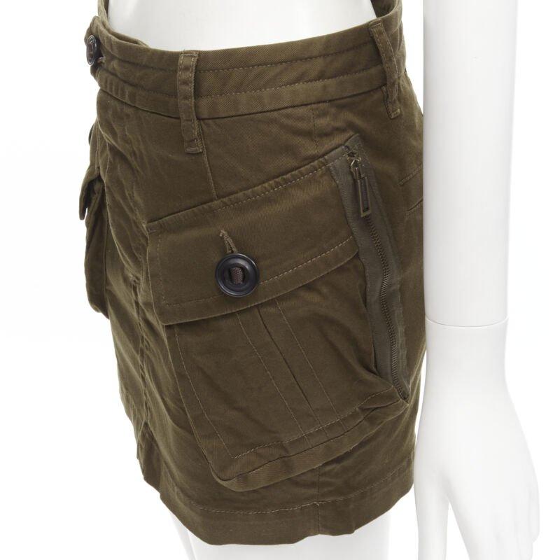 Black DSQUARED2 2020 dark green oversized cargo pocket mini skirt IT36 XXS For Sale