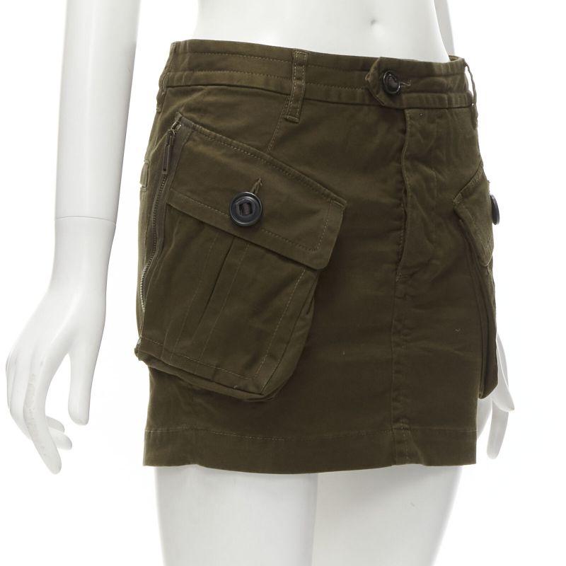 Black DSQUARED2 2020 dark green oversized cargo pocket mini skirt IT36 XXS For Sale