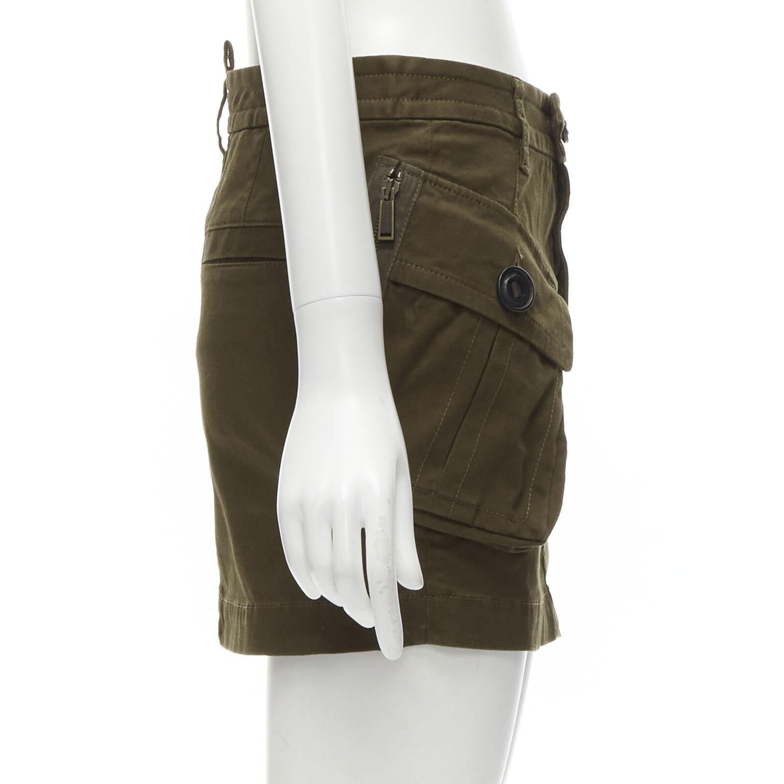 DSQUARED2 2020 dark green oversized cargo pocket mini skirt IT36 XXS In Excellent Condition For Sale In Hong Kong, NT