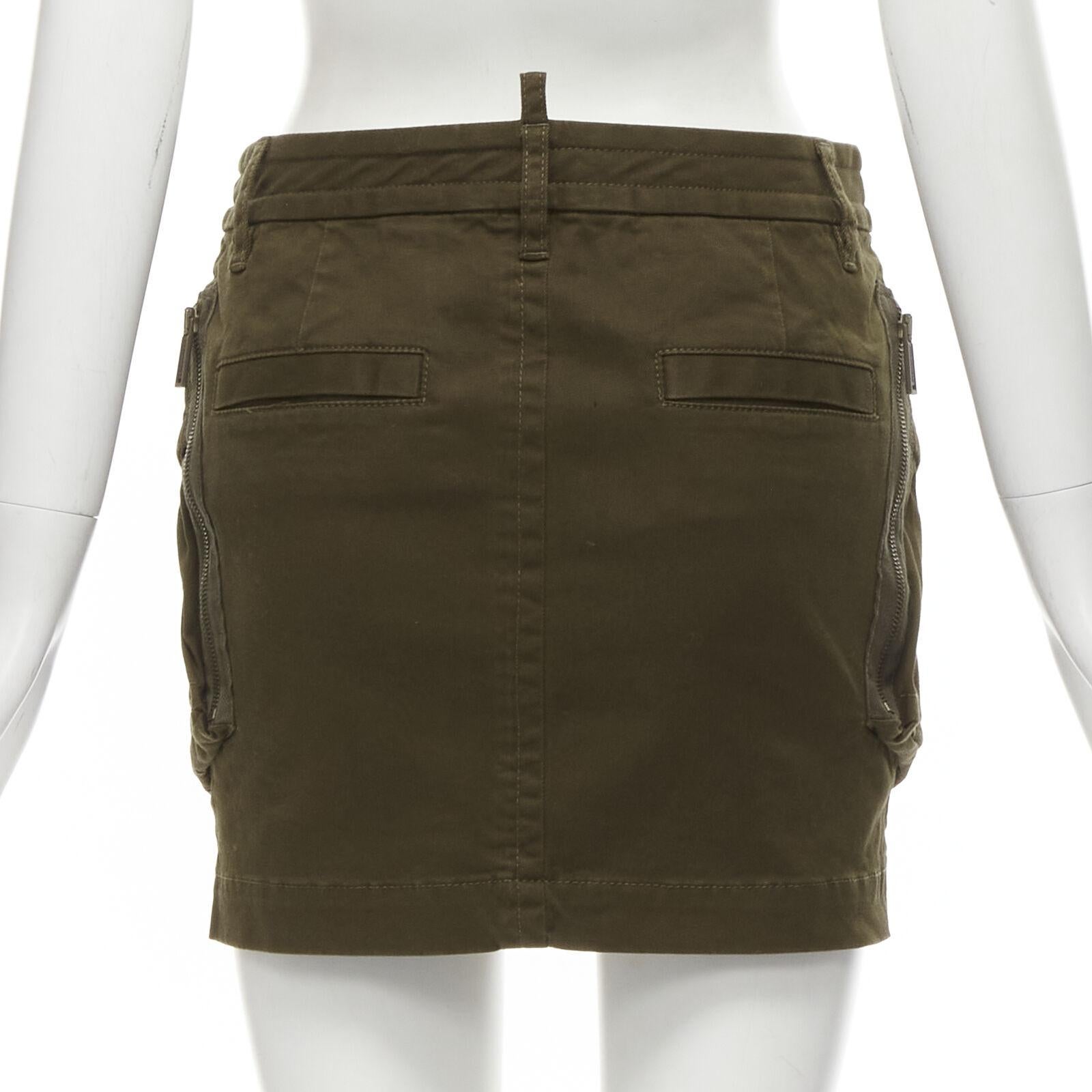 Women's DSQUARED2 2020 dark green oversized cargo pocket mini skirt IT36 XXS For Sale