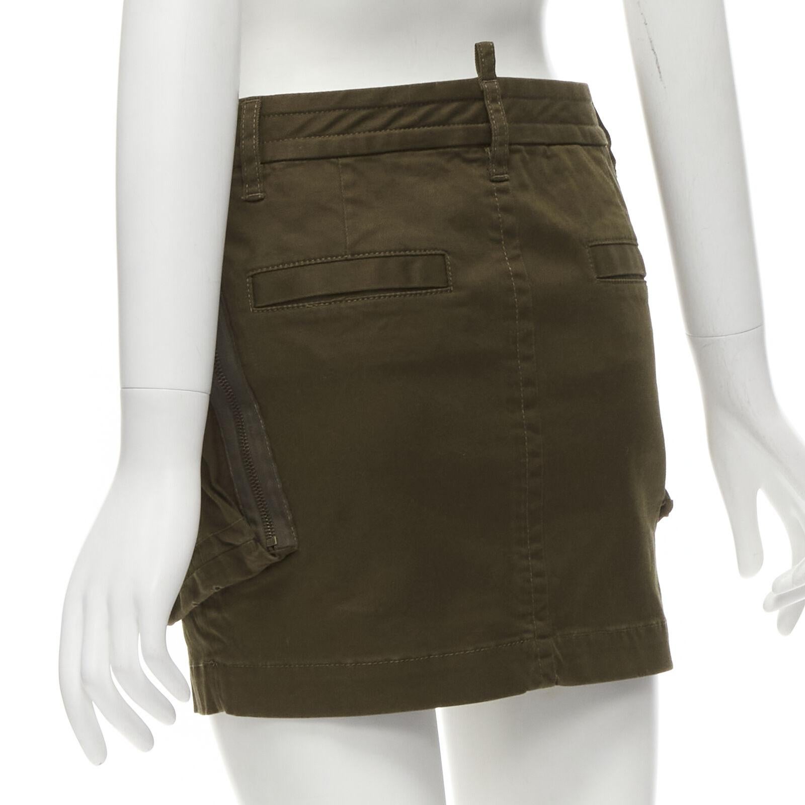 DSQUARED2 2020 dark green oversized cargo pocket mini skirt IT36 XXS For Sale 1