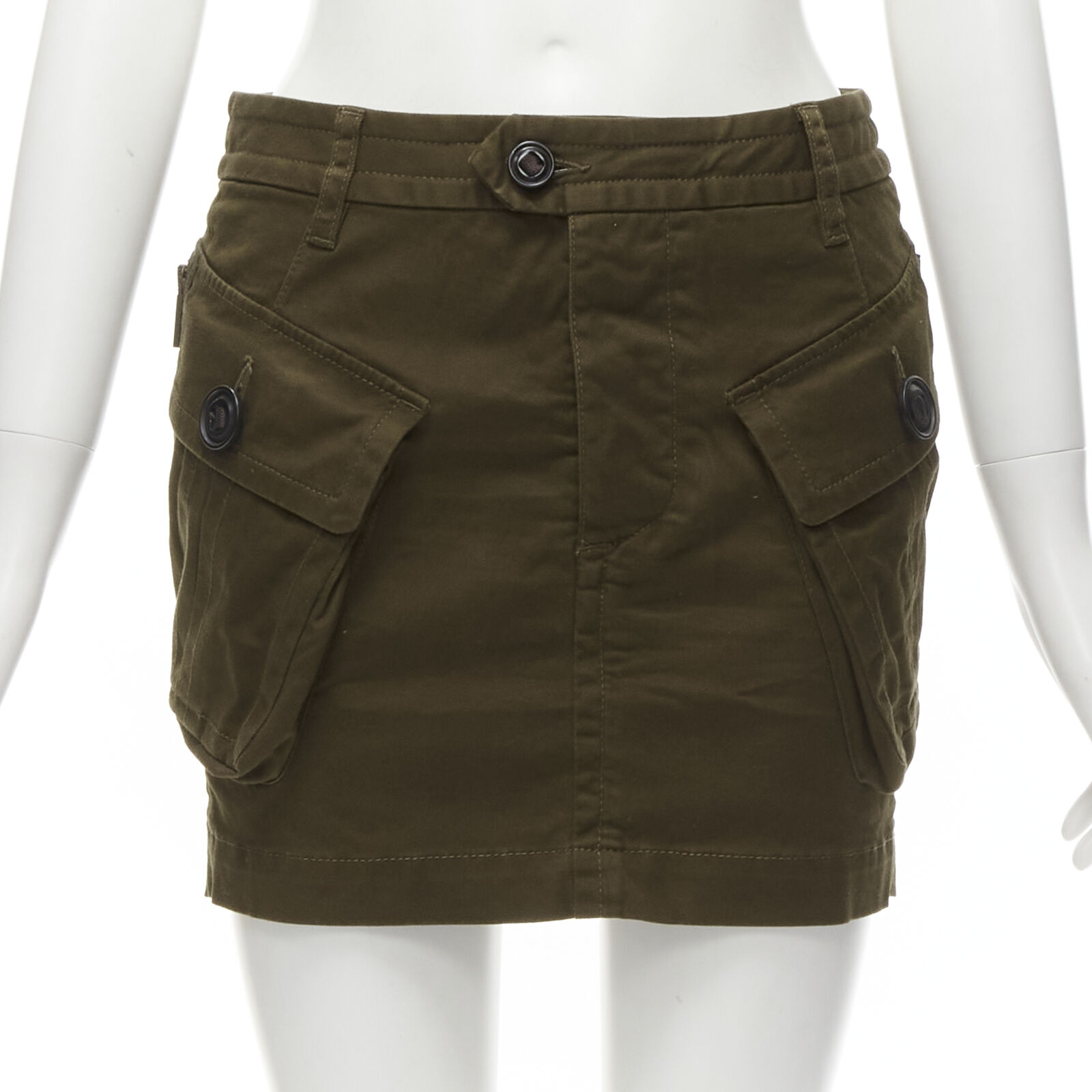 DSQUARED2 2020 dark green oversized cargo pocket mini skirt IT36 XXS For Sale