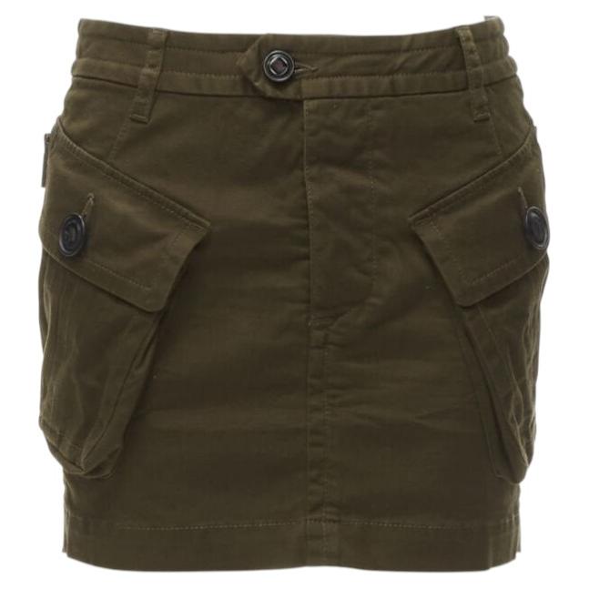 Pre-owned Dsquared2 2020 Dark Green Oversized Cargo Pocket Mini Skirt It36 Xxs