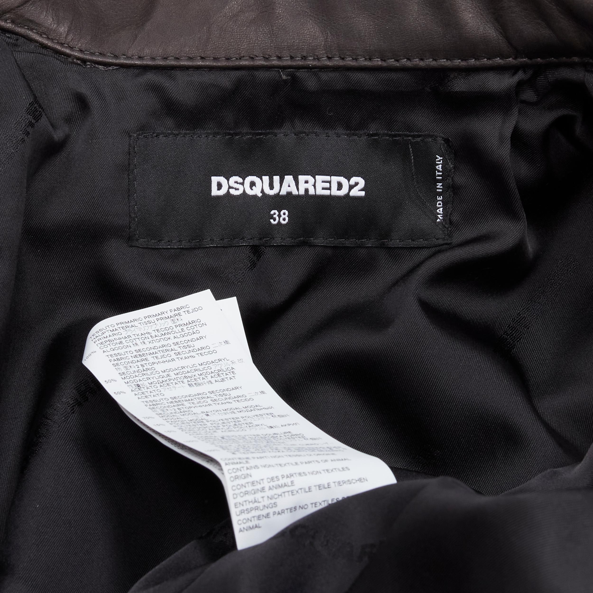 DSQUARED2 2020 detachable fur collar leopard sleeve cropped denim jacket IT38 XS 5