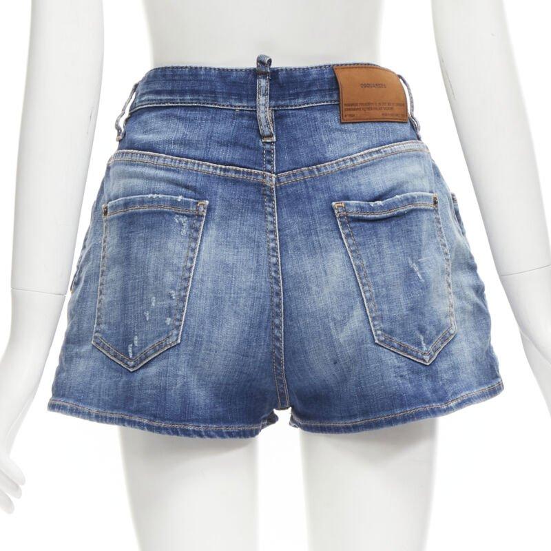 DSQUARED2 - Short en jean fleuri avec cordon de serrage et étiquette à logo, taille IT34 XXS, 2020 Pour femmes en vente
