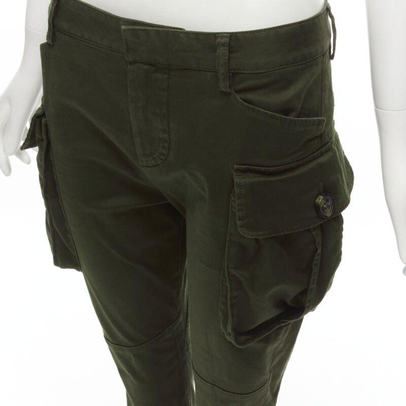 DSQUARED2 2021 dark green cotton low waisted large pockets cargo pants IT36 XXS 2