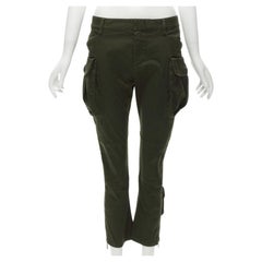 DSQUARED2 2021 dark green cotton low waisted large pockets cargo pants IT36 XXS