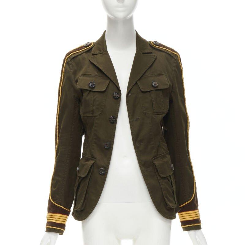 Nero DSQUARED2 2021 velluto a coste militare in cotone verde  giacca utility IT36 XS in vendita