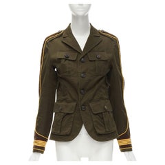 DSQUARED2 2021 green cotton military officer corduroy  utility jacket IT36 XS