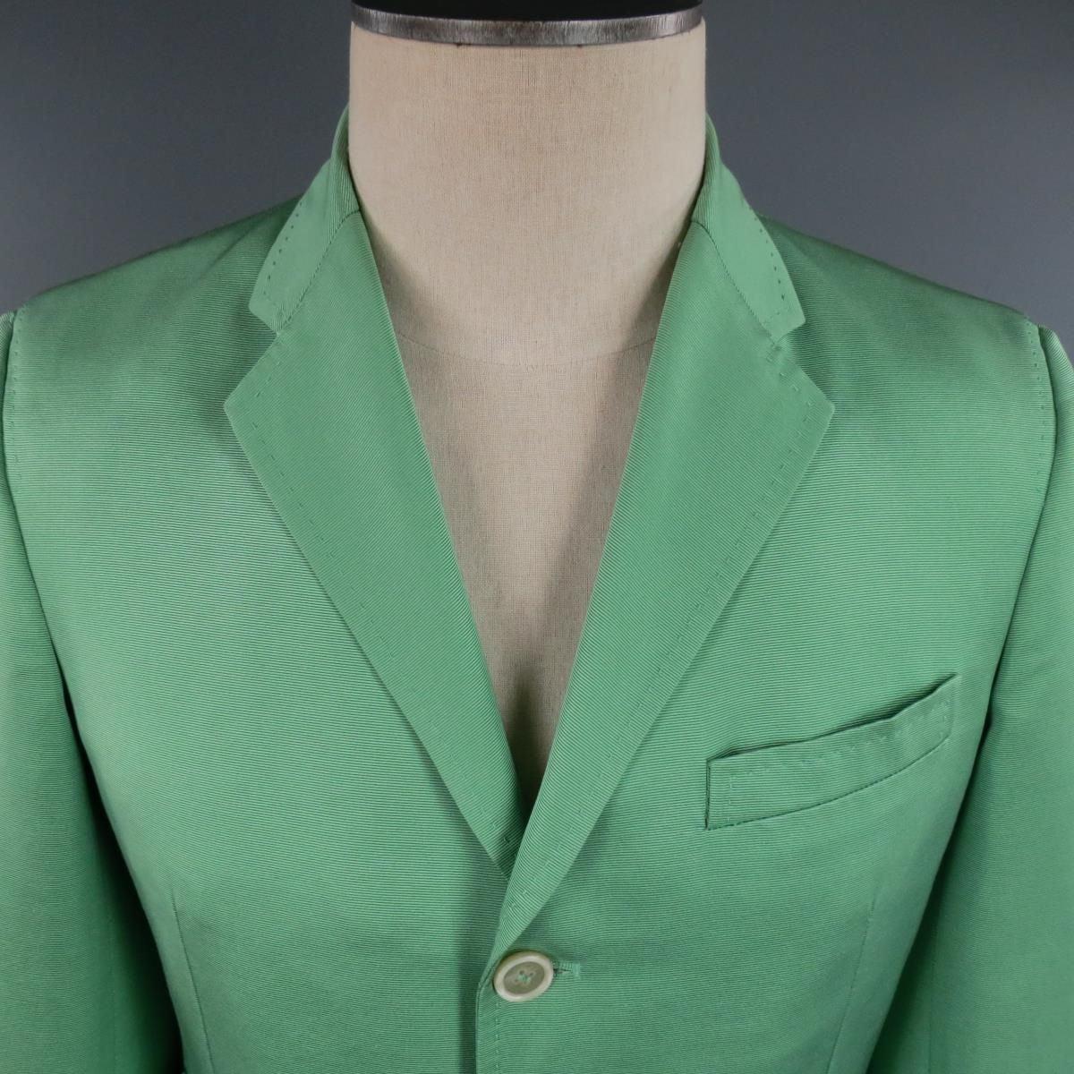 Men's DSQUARED2 40 R Light Green Cotton Silk Faille Sport Coat For Sale