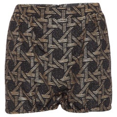 Dsquared2 Black/Brown Wicker Woven Jacquard Frayed Detail Shorts M