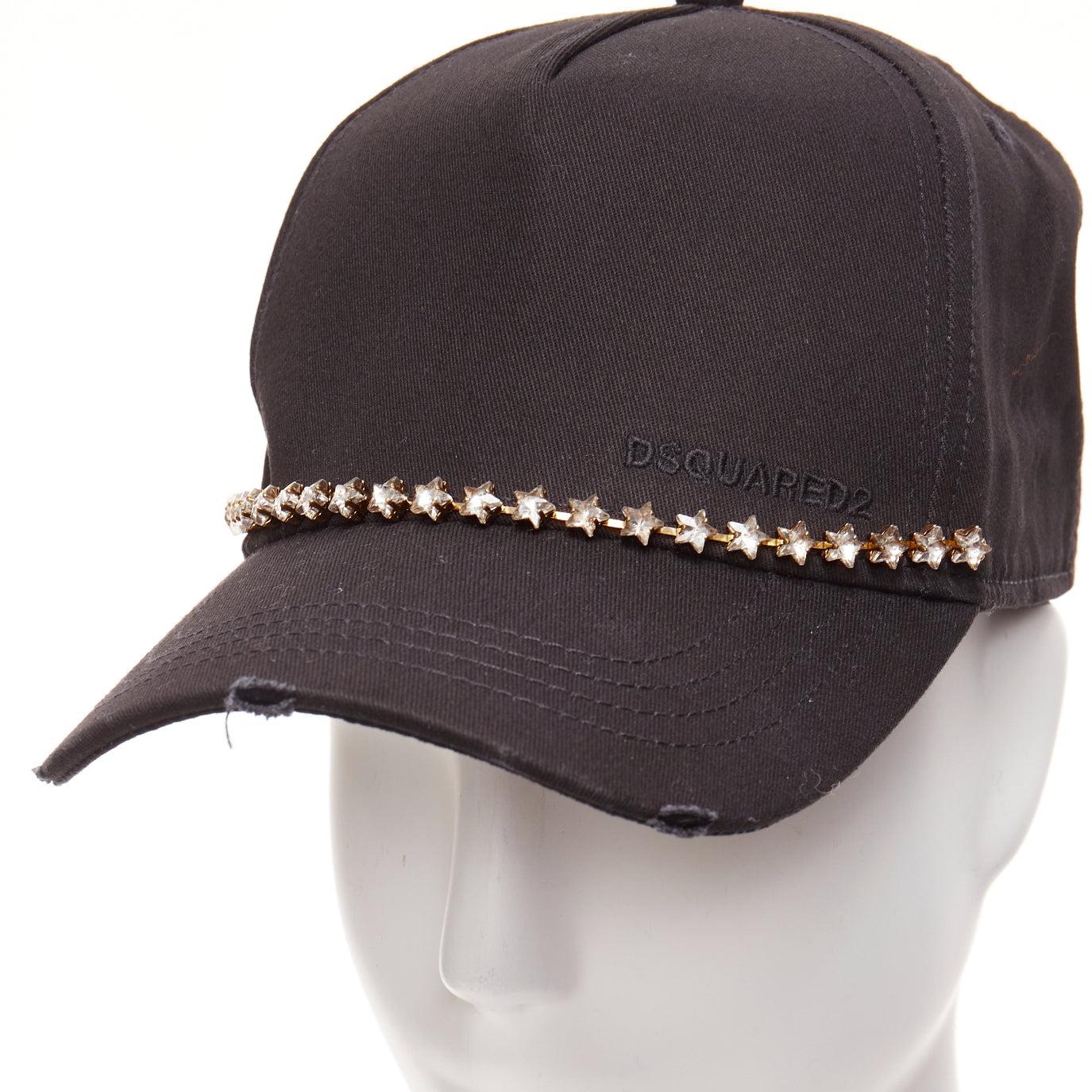 DSQUARED2 black cotton clear star crystals dean dan caten cap
Reference: AAWC/A00926
Brand: Dsquared2
Material: Cotton
Color: Black, Clear
Pattern: Crystals
Closure: Belt
Lining: Black Fabric
Extra Details: 
