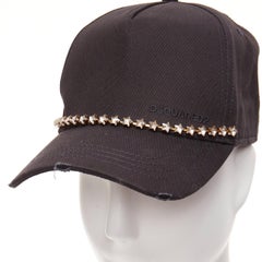 Dsquared2 cappellino in cotone nero con cristalli a stella dean dan caten