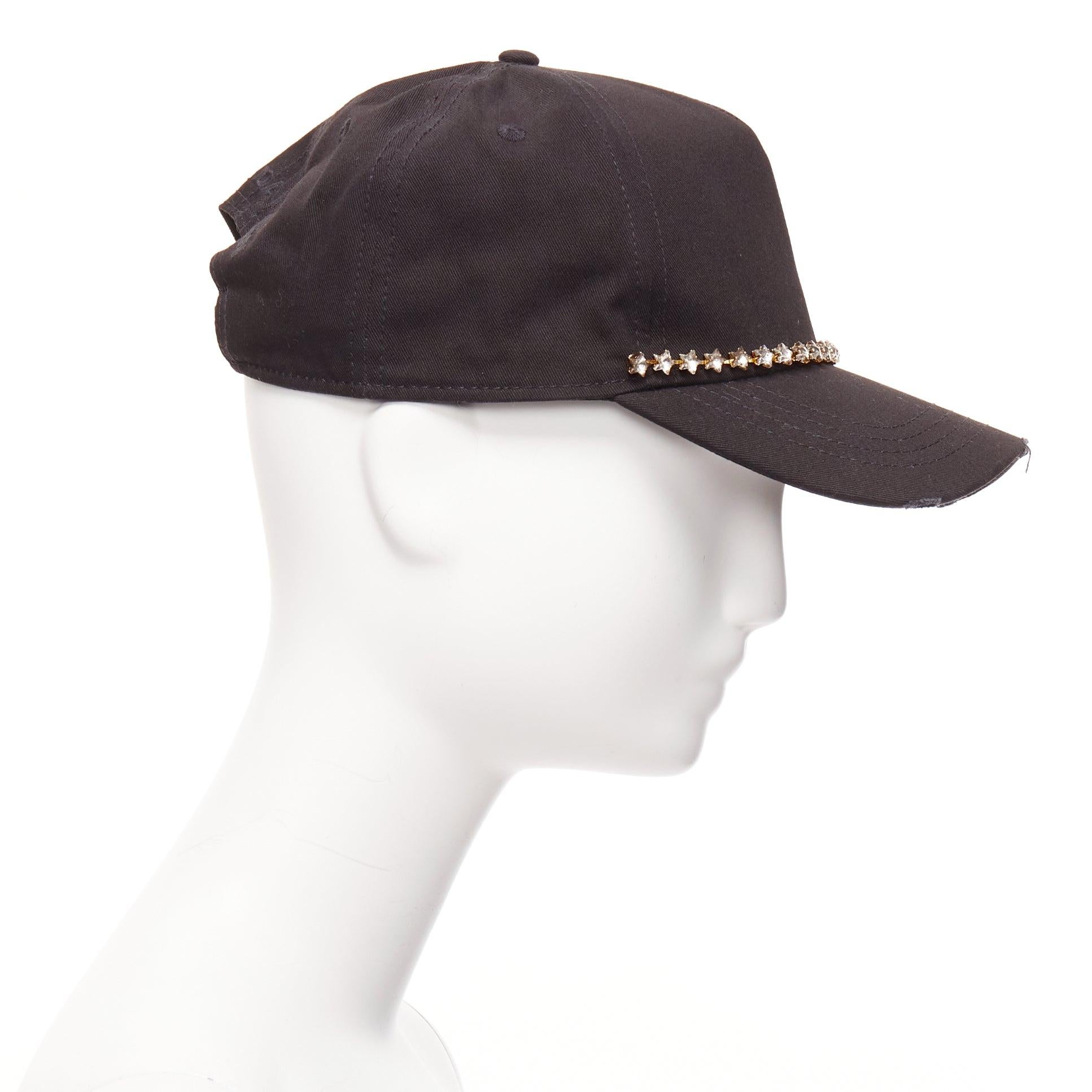 DSQUARED2 black cotton clear star crystals dean dan caten cap In Excellent Condition For Sale In Hong Kong, NT