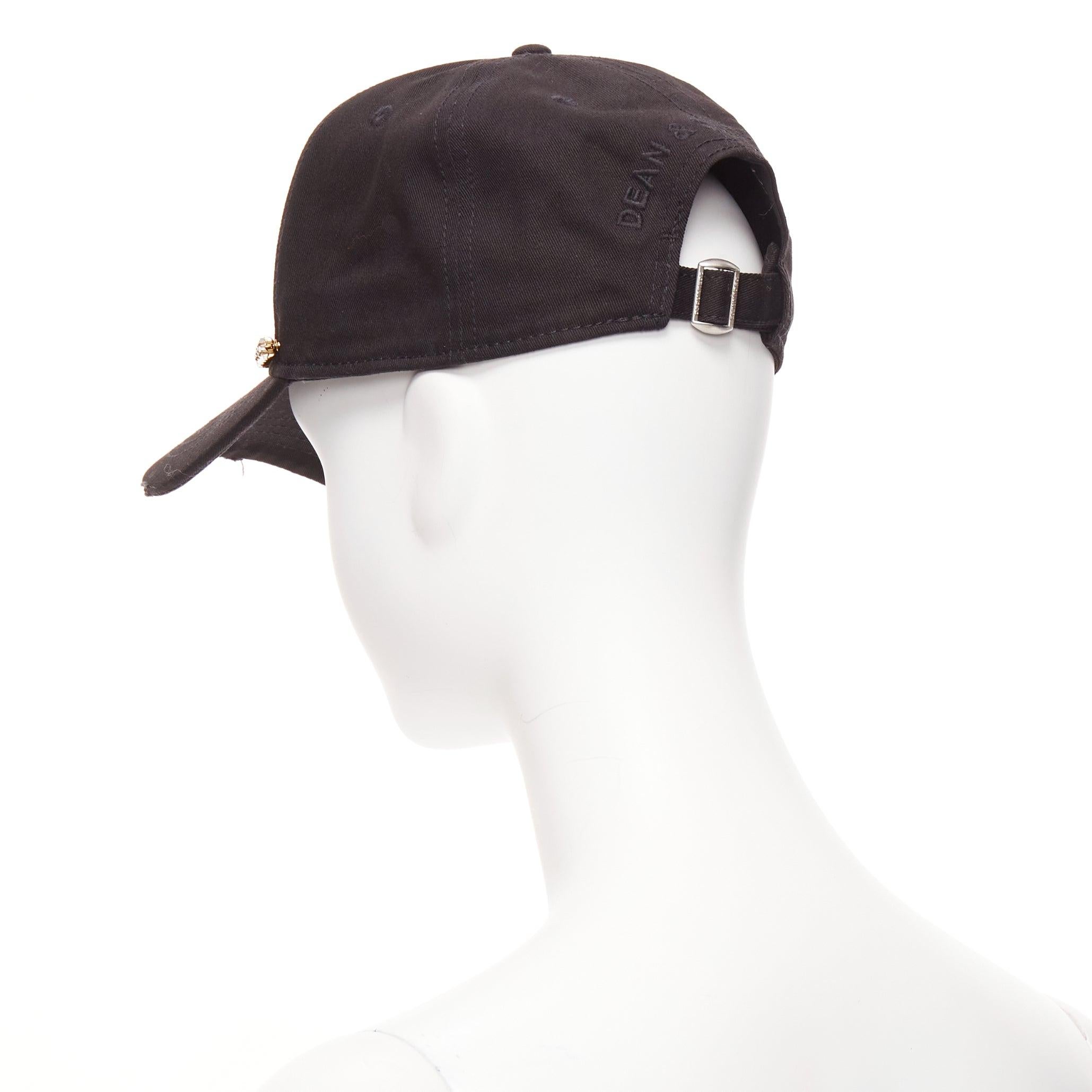 DSQUARED2 black cotton clear star crystals dean dan caten cap For Sale 1