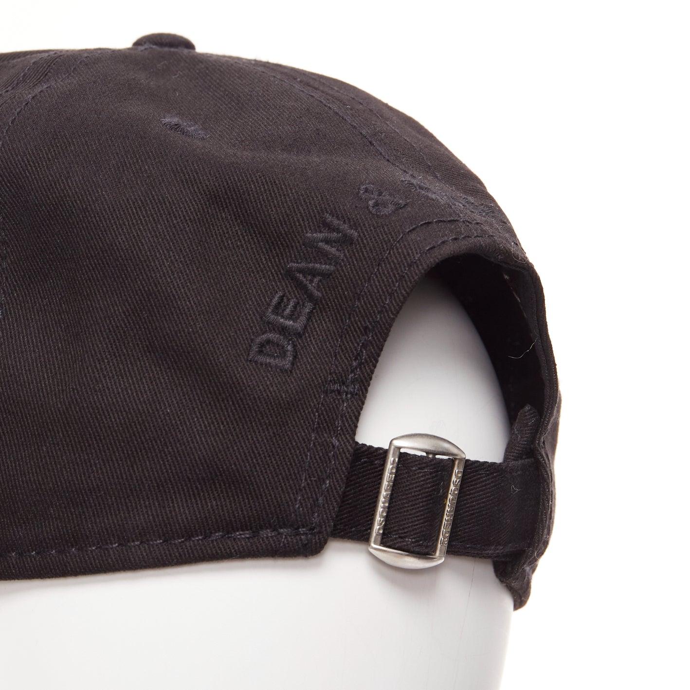 DSQUARED2 black cotton clear star crystals dean dan caten cap For Sale 2